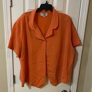 🚨🔥🍑👚Vintage Cervelle Button up blouse👚🍑Peach🍑 3X Women🔥🍑👚